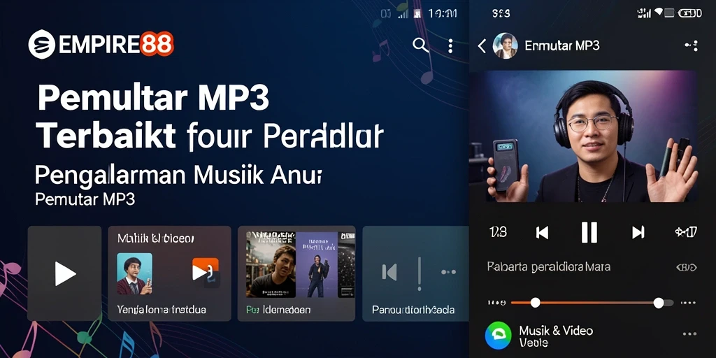 Screenshot utama EMPIRE88 menunjukkan antarmuka pemutar MP3 yang intuitif.