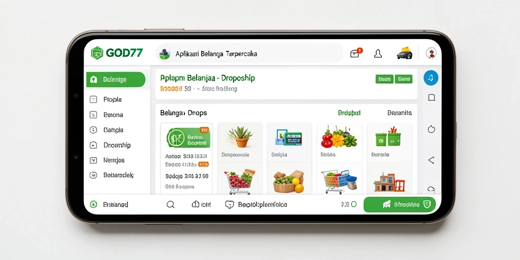 Tampilan antarmuka <strong>GOD77</strong> yang user-friendly untuk aplikasi dropship.