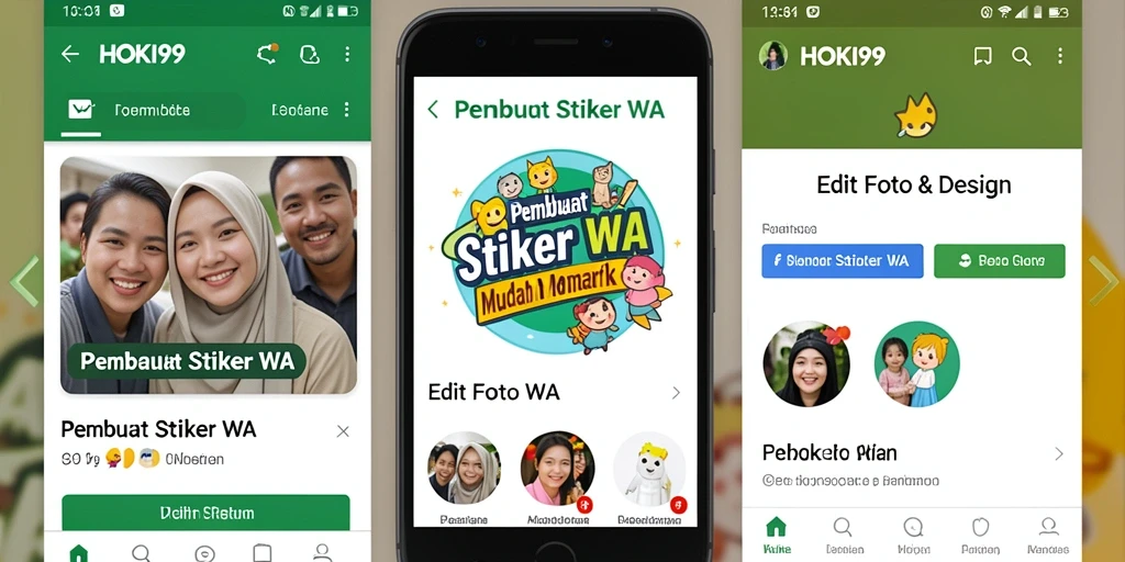 Antarmuka pengguna HOKI99 untuk membuat stiker WA yang kreatif.