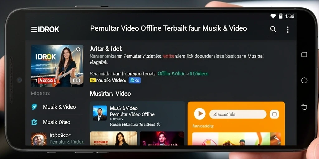 Tampilan antarmuka aplikasi <strong>IDROK</strong> yang menarik dan fungsional untuk Pemutar Video Offline.