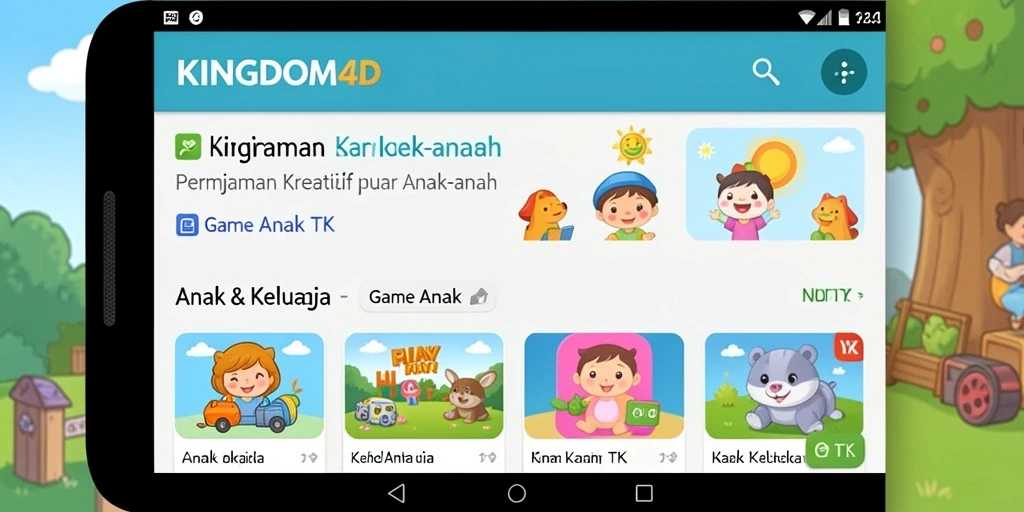 Tampilan antarmuka KINGDOM4D yang ramah anak dan penuh warna.