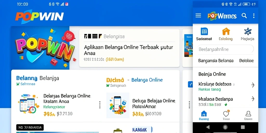 Tampilan antarmuka mini aplikasi POPWIN untuk Belanja Online.