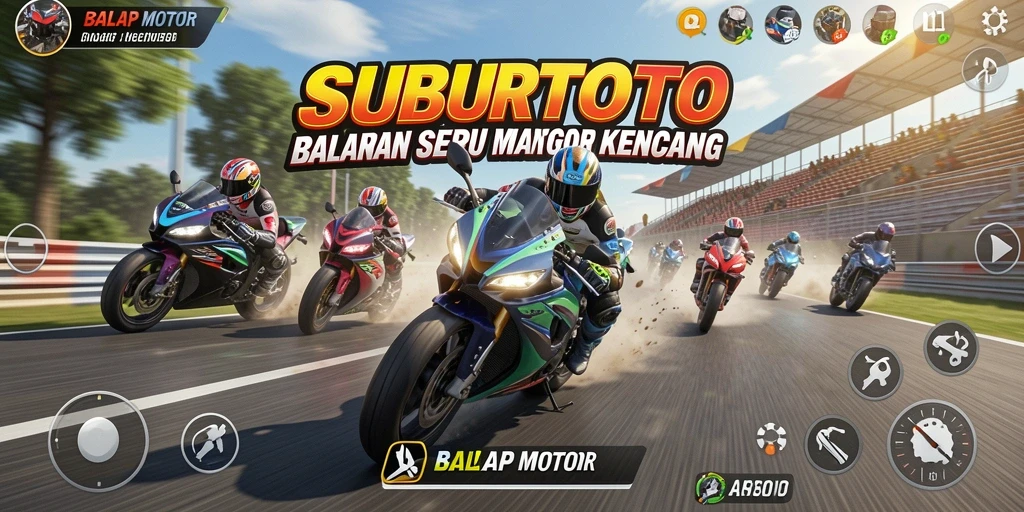 Tampilan antarmuka SUBURTOTO saat balapan motor yang seru.
